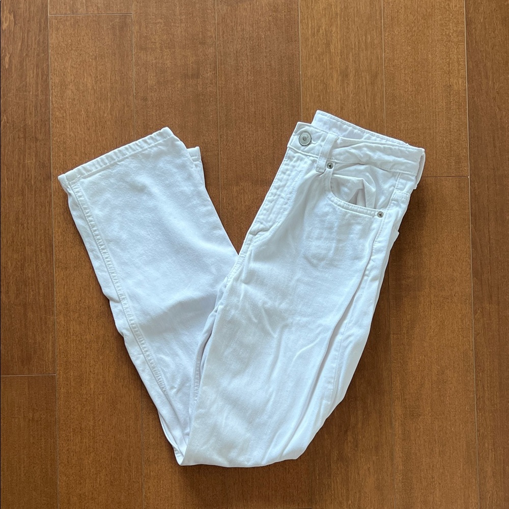 Zara Straight Leg White Jeans